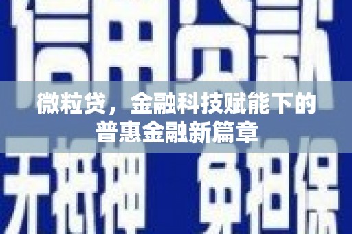 浑源微粒贷，金融科技赋能下的普惠金融新篇章