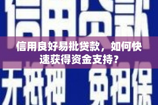 浑源信用良好易批贷款，如何快速获得资金支持？