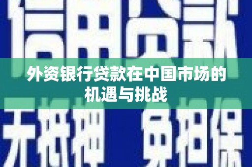 浑源外资银行贷款在中国市场的机遇与挑战