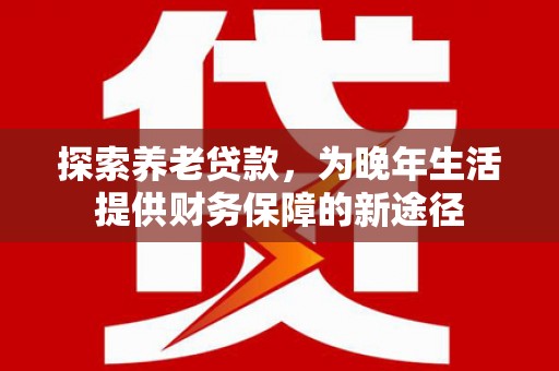 浑源探索养老贷款，为晚年生活提供财务保障的新途径