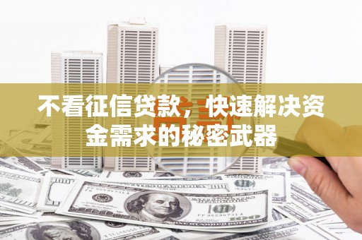 浑源不看征信贷款，快速解决资金需求的秘密武器