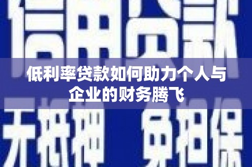浑源低利率贷款如何助力个人与企业的财务腾飞