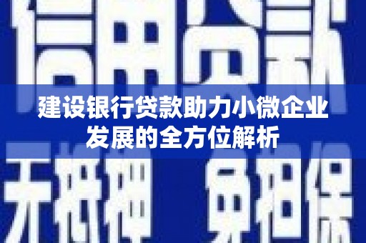 浑源建设银行贷款助力小微企业发展的全方位解析