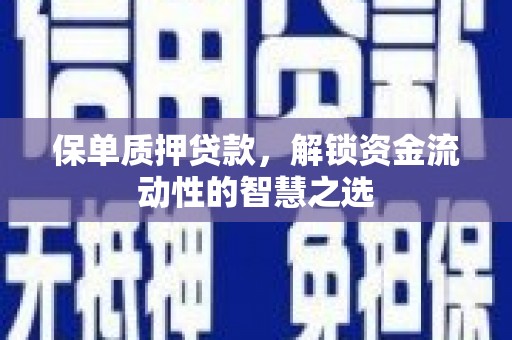 浑源保单质押贷款，解锁资金流动性的智慧之选